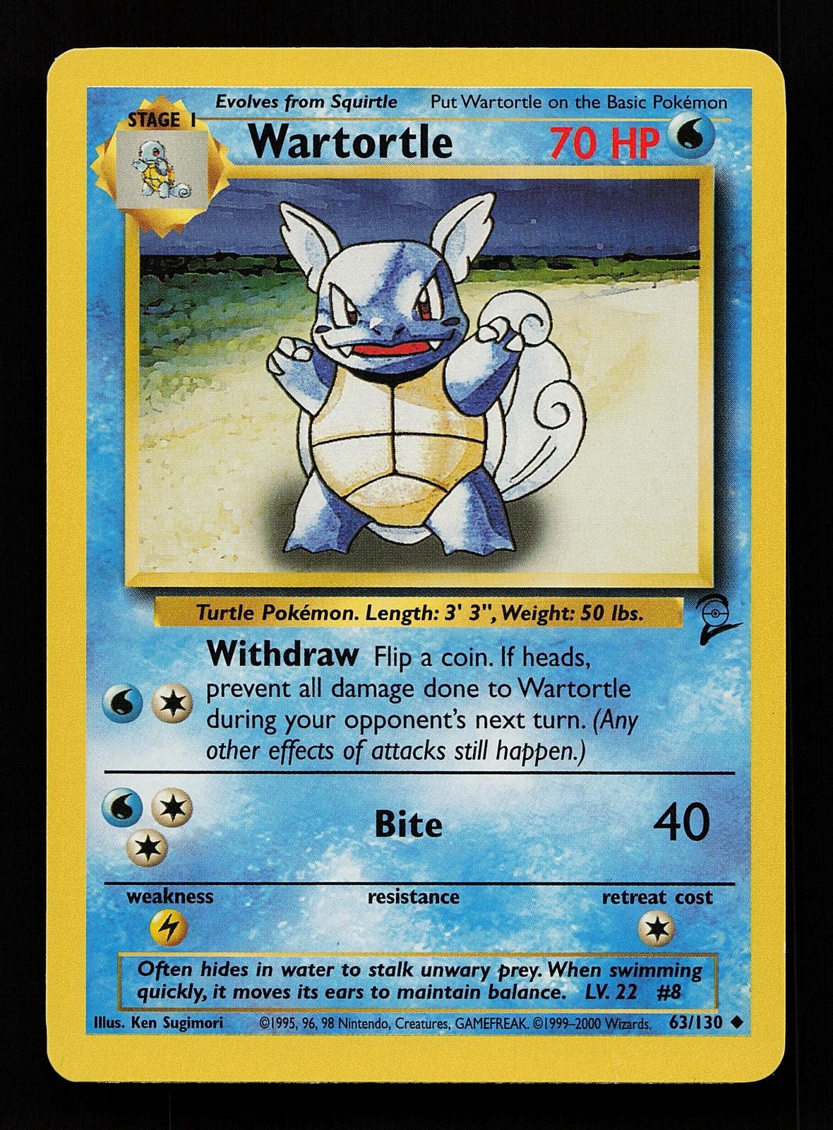 Wartortle 63/130 Uncommon Base Set 2 Pokemon Card