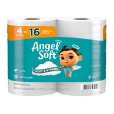 Angel Soft Toilet Paper 4 Mega Rolls = 16 Regular Rolls Soft and Strong Toile...