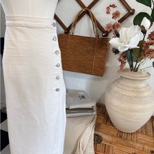 Free People Cream Button-Down Skirt