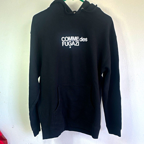 Comme des FUGAZI Men's Black Graphic Logo Fleece Pullover Hoodie M