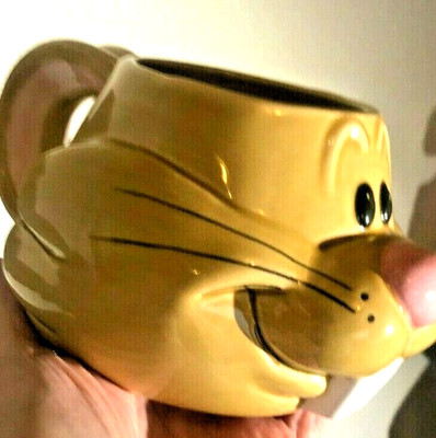 Vtg YAK PACK Beige BUNNY RABBIT Shaped MUG Ceramic 3D Figural Buggs EASTER