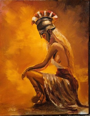 Original Ölgemälde Oil Painting Portrait Sexy Art Amazone Female Hero Realism  