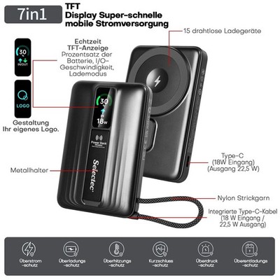 20000mAh Magnetische Power Bank MagSafe Wireless Charger Für iPhone 15 14