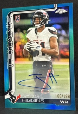 2025 Topps Chrome Football NFL Texans RC Jayden Higgins Auto Aqua