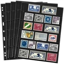 20 Sheets Stamp Pages Collector Stamp Collecting Album Binder Standard 9 Hole Bi