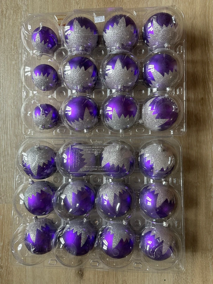 Bolas de Natal glitter à prova de quebra GRANDES 24 roxas - Imagem 2 de 2