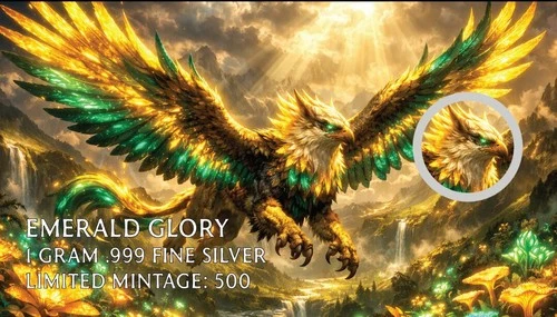 Hayleybug Mint Emerald Glory Griffin 1 Gram .999 Silver round