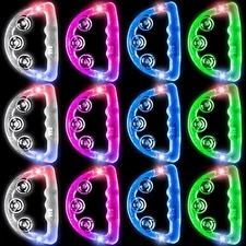 12 Pieces Light Up Tambourine, LED Tambourines for Adults Kids, Musical Flash...