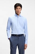 Hugo Boss mens 16 41 slim fit powder blue solid dress shirt EUC