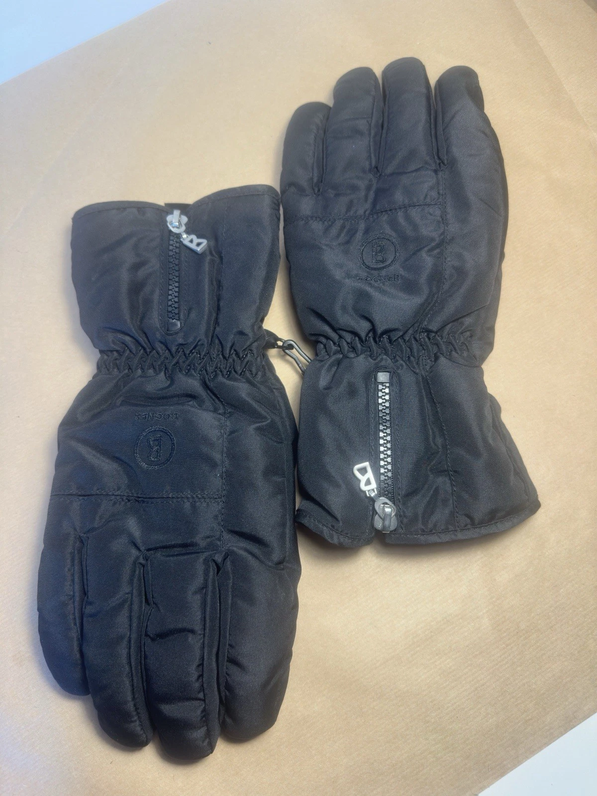 Bogner Mens Ski Gloves Size L Black Leather Thermal Winter Gloves