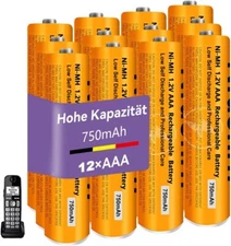 12X AAA rechargeable 1.2 V 750 mAh NI-MH AAA battery for Panasonic Gigaset BT