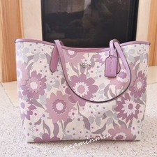 NWT COACH City Tote Bag With Floral Print CBG78 Ivory/Purple Multi