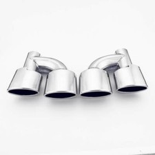 2.25 Inlet Dual Oval Roll Edge Slant Cut Staggered Exhaust Tips Stainless Steel 2.25 Inlet Dual Oval Roll Edge Slant Cut Staggered Exhaust Tips Stainless Steel