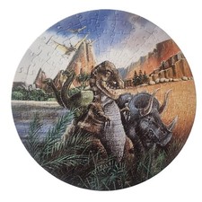 Dinosaurs Family Puzzle 20โ round USA Made Vinatge 3 piece sizes 356 piece retro