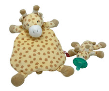 WUBBANUB Lot 2 Buttercup Giraffe Lovey Rattle Flat Plush Pacifier Paci Holder