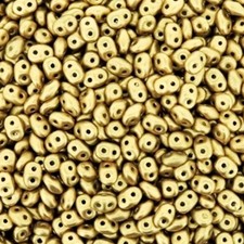Czech SuperDuo Two-Hole Beads 5.5x2.5mm Crystal Pale Gold SD-500030-01710