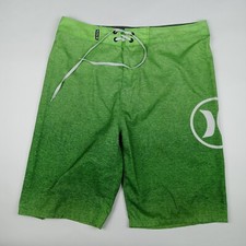 HURLEY Board Shorts Unlined Swimming Trunks Men's Size 30 Back Pocket Green