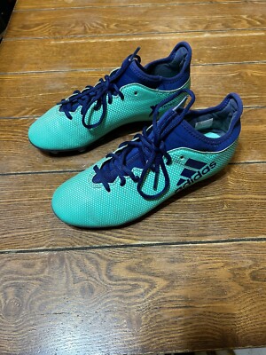 Adidas Junior Football Boots X 17.3 Firm Ground Cleats 5.5 Green Blue CP8993