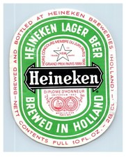 Vintage Heineken Lager Beer German Beer Label Original S36E