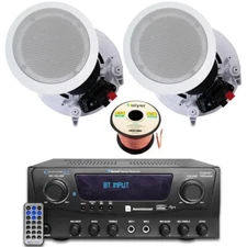 Home Theater System-1000W Bluetooth Amplifier, 2x8" Ceiling Speakers, Wire