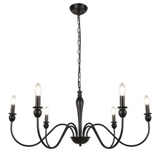 Black Chandelier, 6-Light Farmhouse Chandeliers for Dining Room, Dining Light...