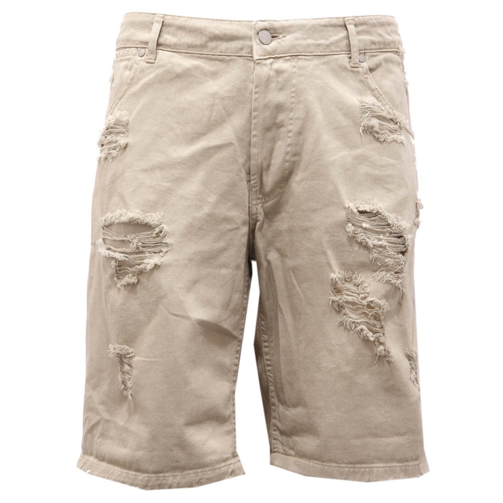 9252AG бермуды uomo OVER-D бежевые потертые джинсовые шорты мужские