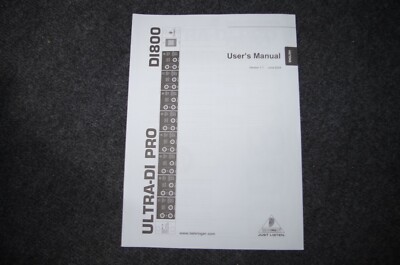 Behringer Ultra DI800 Pro Manual