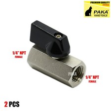 2 PCS Mini Ball Valve 1/4" FEMALE X FEMALE NPT Chrome Plated Brass Body F X F