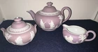 Wedgwood Jasperware LILAC TEAPOT, SUGAR and CREAMER with Lid (England)