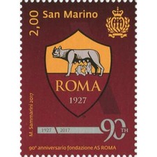 Timbre 90e fondation AS Rome 1927-2017 Saint-Marin