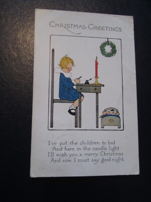 AK - ''Weihnachtsgrüße'' Ich habe die Kinder ins Bett gebracht ....'' 1922 verschickt