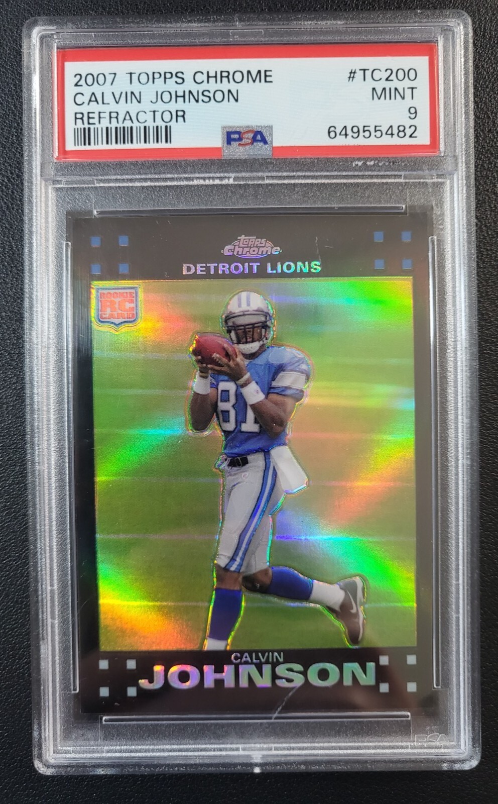 2007 Topps Chrome REFRACTOR CALVIN JOHNSON RC Rookie PSA 9 #TC200 HOF