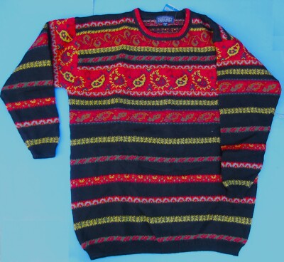 New Lands End  Direct Merchants 100% Wool Pullover Sweater Plus Size M Colorful