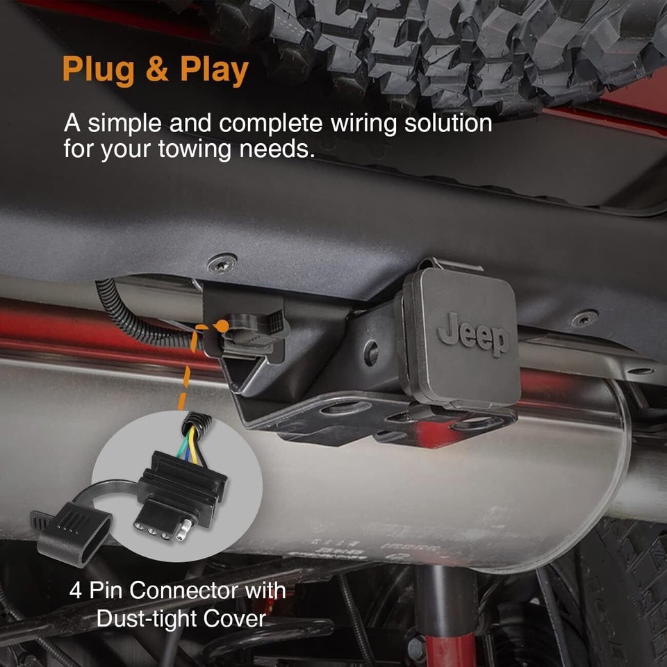 4Way Tow Hitch Trailer Wiring Harness for 20072018 Jeep Wrangler JK