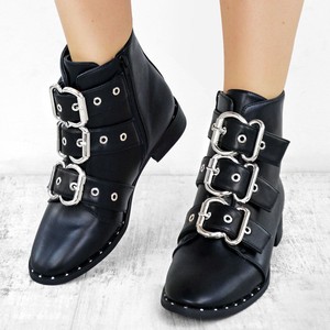 biker flat boots