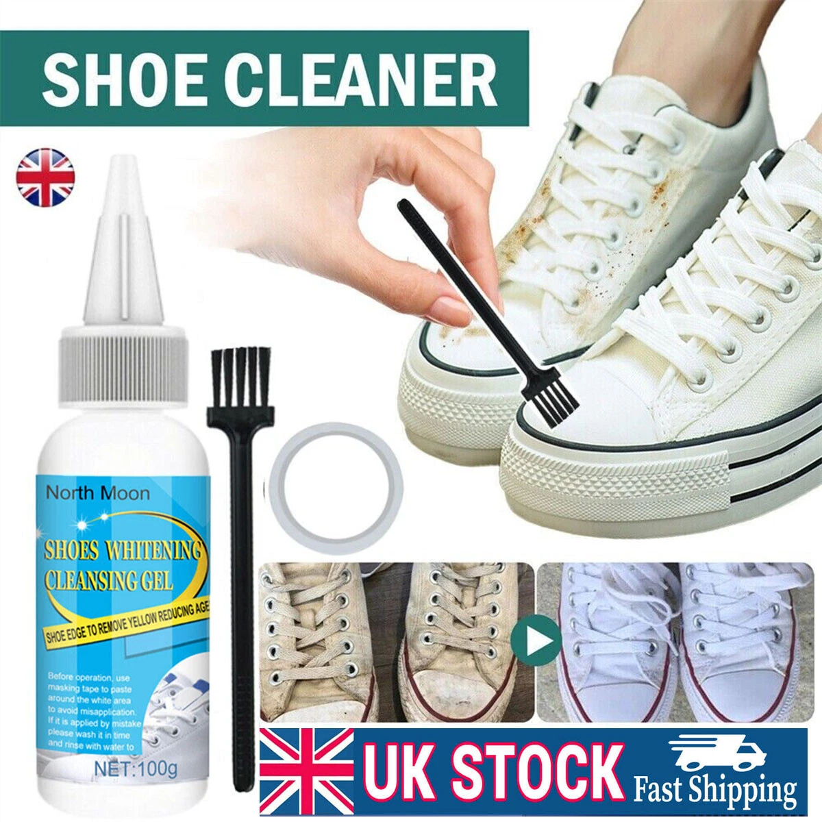 Shoes Whitening Cleaner, Shoes Whitening Cleansing Gel Shoe Stain Remover,  White Shoe Cleaner, Sneaker Cleaner Fp