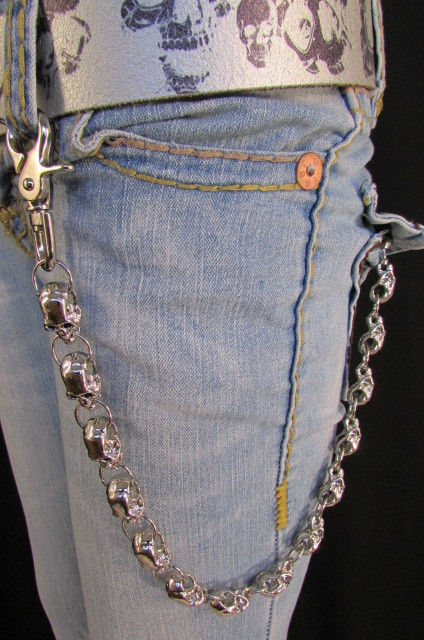 Catena Per Portafoglio Con Teschio In Argento Per Uomo - Foto 8