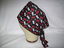 Men/Women Surgical Scrub Cap Lined SW Red and White Very Cool 100 Cotton