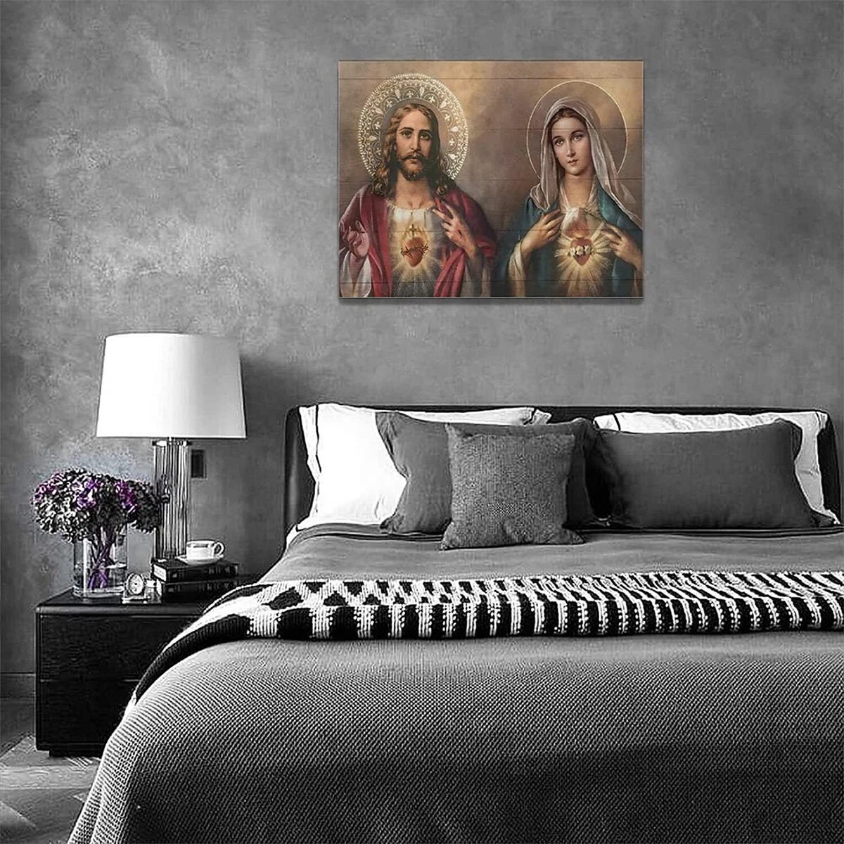 Jesus and Virgin Mary Wall Art Jesus Christ and Virgin Mary Poster Wall Decor