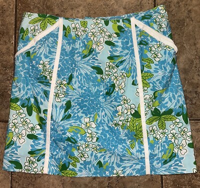 Lilly Pulitzer Originals Roslyn Skirt Skye Blue Exbloomsion Sz 14