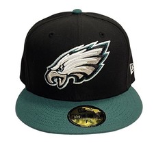 New Era Philadelphia Eagles 59FIFTY Fitted Hat Black Teal Size 7 3/8 NFL Cap
