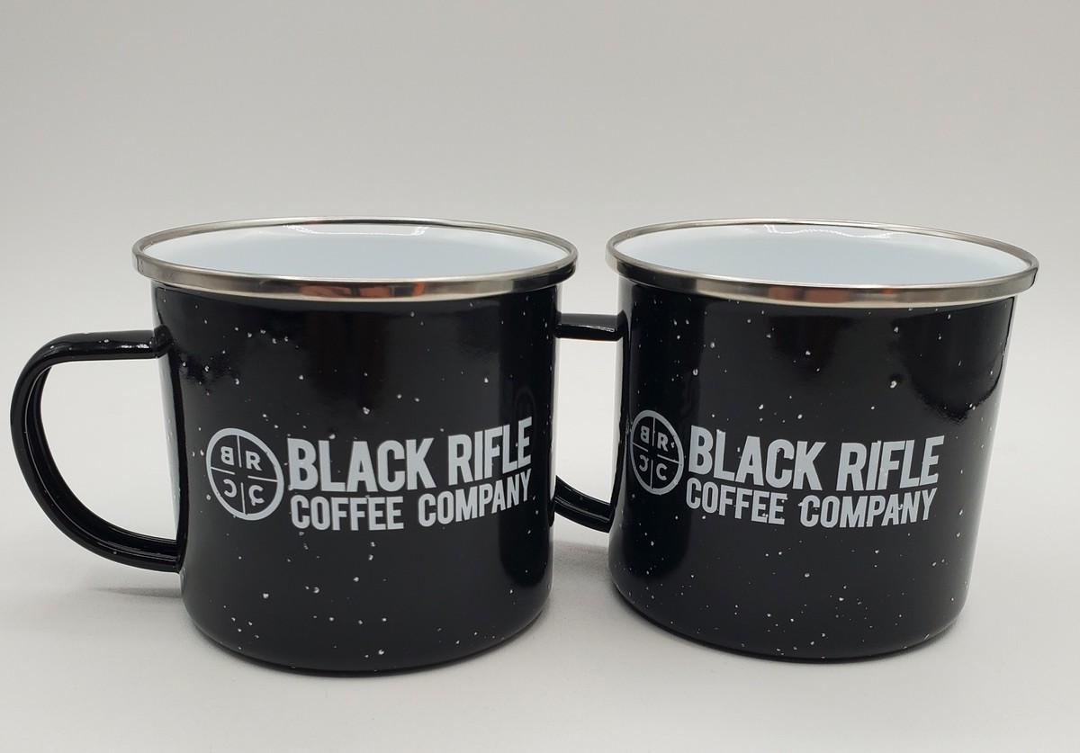 2 Black Rifle Coffee Co Camp Mugs 3.5in Black Metal Speckled
