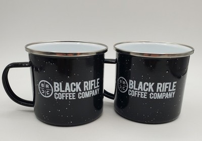 2 Black Rifle Coffee Co Camp Mugs 3.5in Black Metal Speckled Enamel Lodge  NEW | eBay