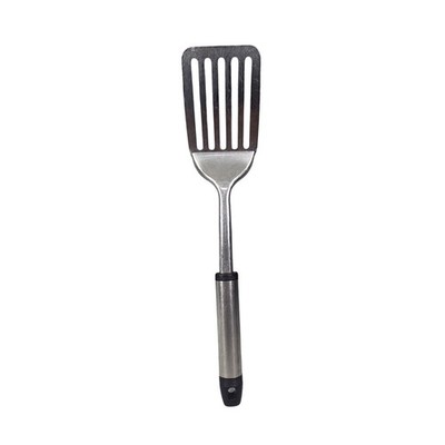 VINTAGE 18/10 PREMIUM STAINLESS STEEL SLOTTED SPATULA   SILVER & BLACK HANDLE