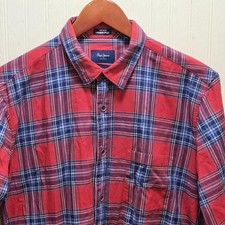 Pepe Jeans Shirt Mens Large Red Plaid Long Sl...