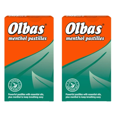 2x Olbas Menthol Pastilles 45g – Soothing Vapour Lozenges for Coughs & Colds