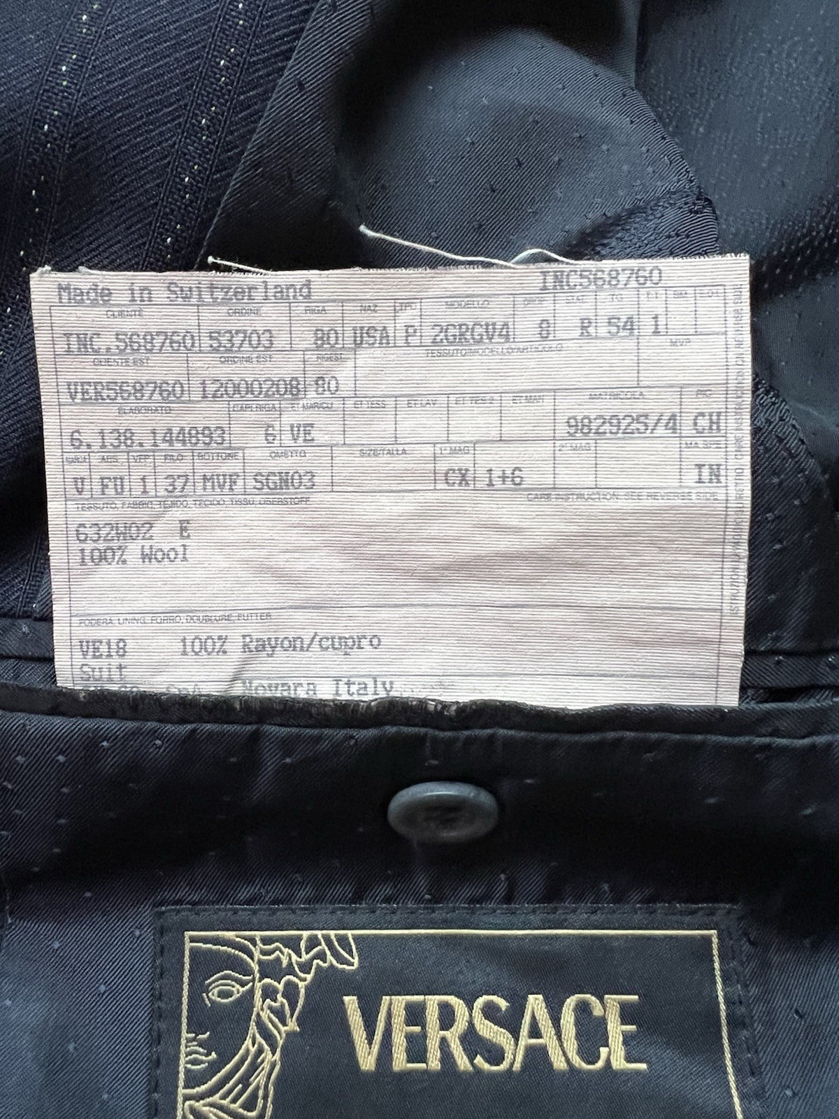 Versace Men’s Navy Blue PinStripe Jacket Blazer 100%Wool Single Breasted 44R￼￼￼ thumbnail 9