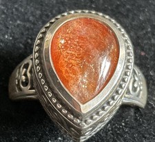 Genuine Sunstone Ring / size 8 / 925 Sterling Silver / 5.4cts, 6.1 grams