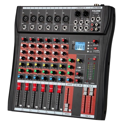 FULODE CT60 6-channel Professional mixer audio Bluetooth U disk 48V Phantom P...
