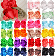 Hair Bows Clips 20 Pack 8 Inch Large Grosgrain Ribbon Alligator Clips For Girls
